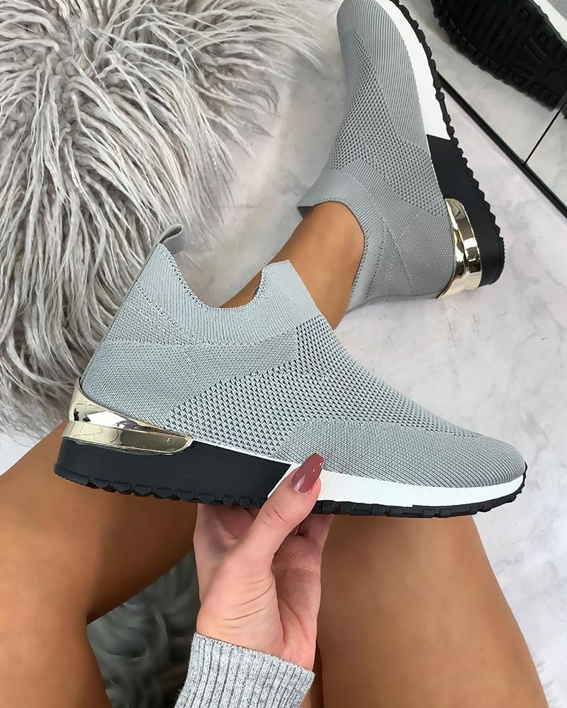 Dame High-Performance sneakers med åndbart strik-overflade og moderigtig hæl Stilla