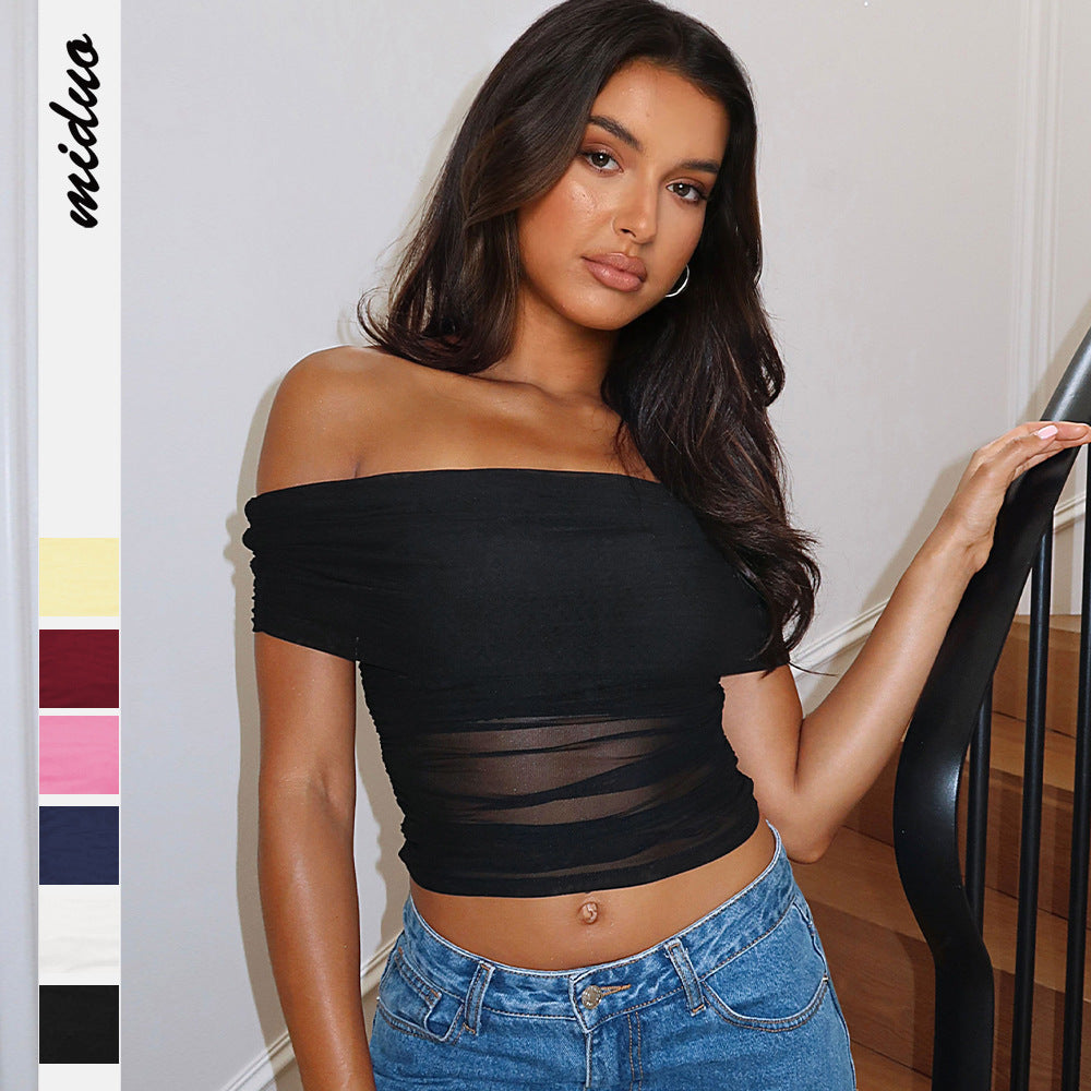 Dame Off-Shoulder Top med Røffeldetalje Stilla