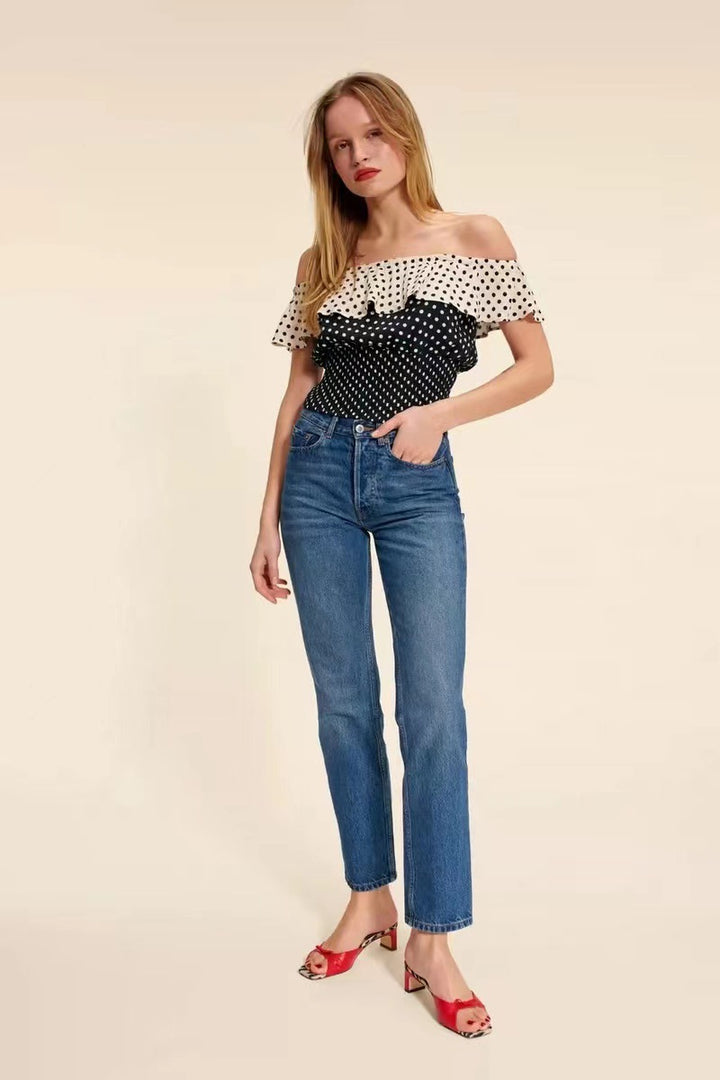 Damer Off-Shoulder Bluse med voluminøse flæser Stilla