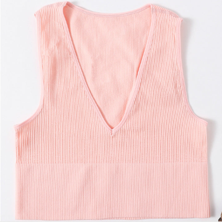 Dame Rib- V-udskæring Crop Top Stilla