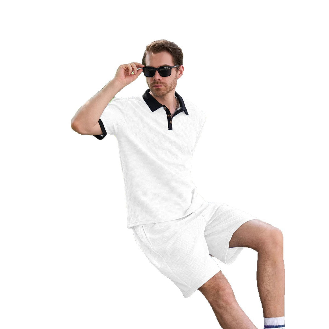 Herre polo- og shorts-sæt med dekorativ krave og åndbart materiale Stilla