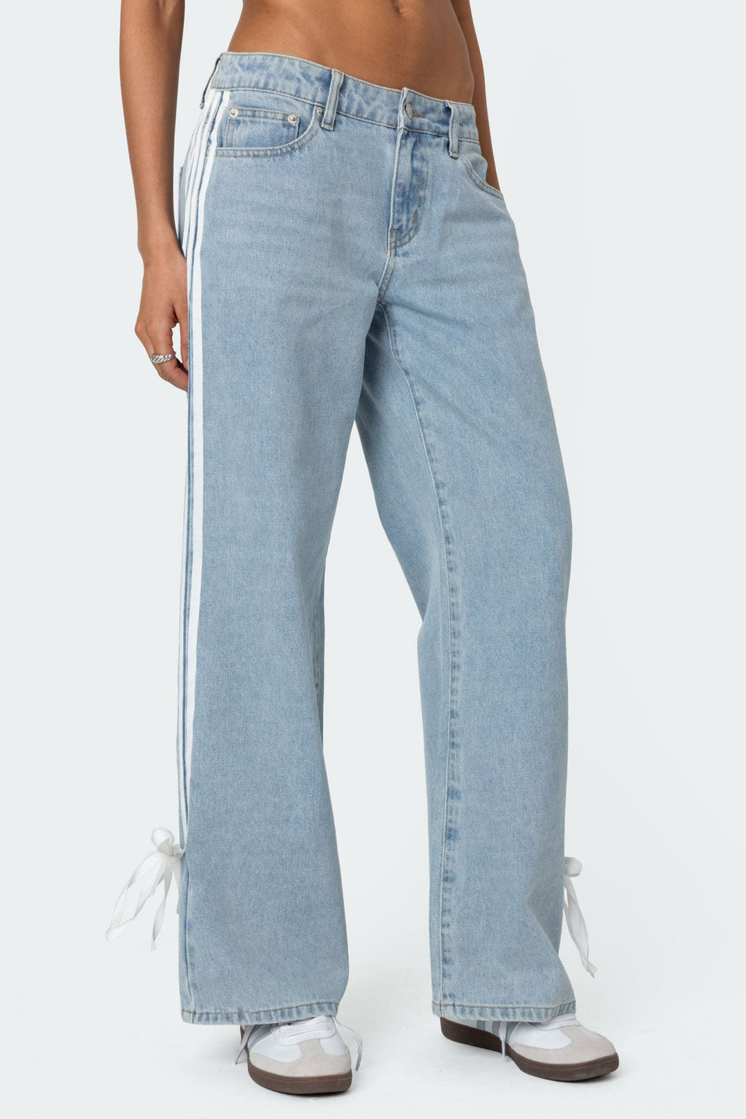 Dame brede jeans med sidelængder Stilla
