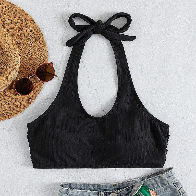 Dame Sporty Crop-Top BH med struktureret ribdesign Stilla