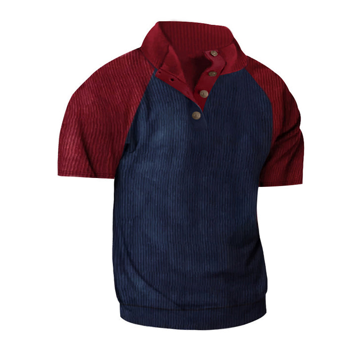 Herre Kortærmet Henley T-shirt med moderne strukturdesign Stilla