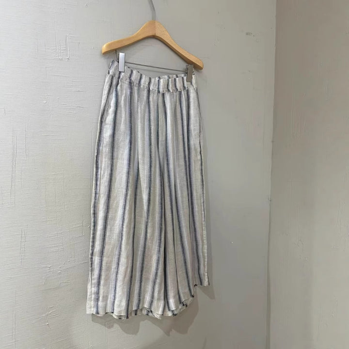 Dame Relaxed Fit Stribet Linned Culottes Stilla