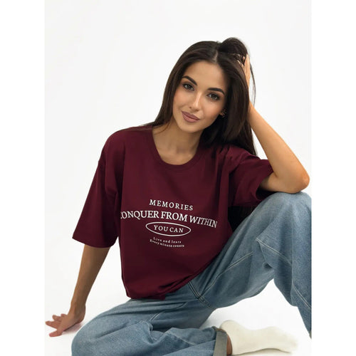 Dame T-shirt med inspirerende tekst og afslappet pasform Stilla