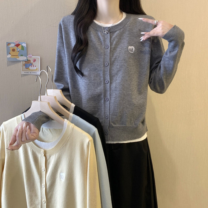 Femme Letvægts Knap-Op Cardigan Pullover Stilla