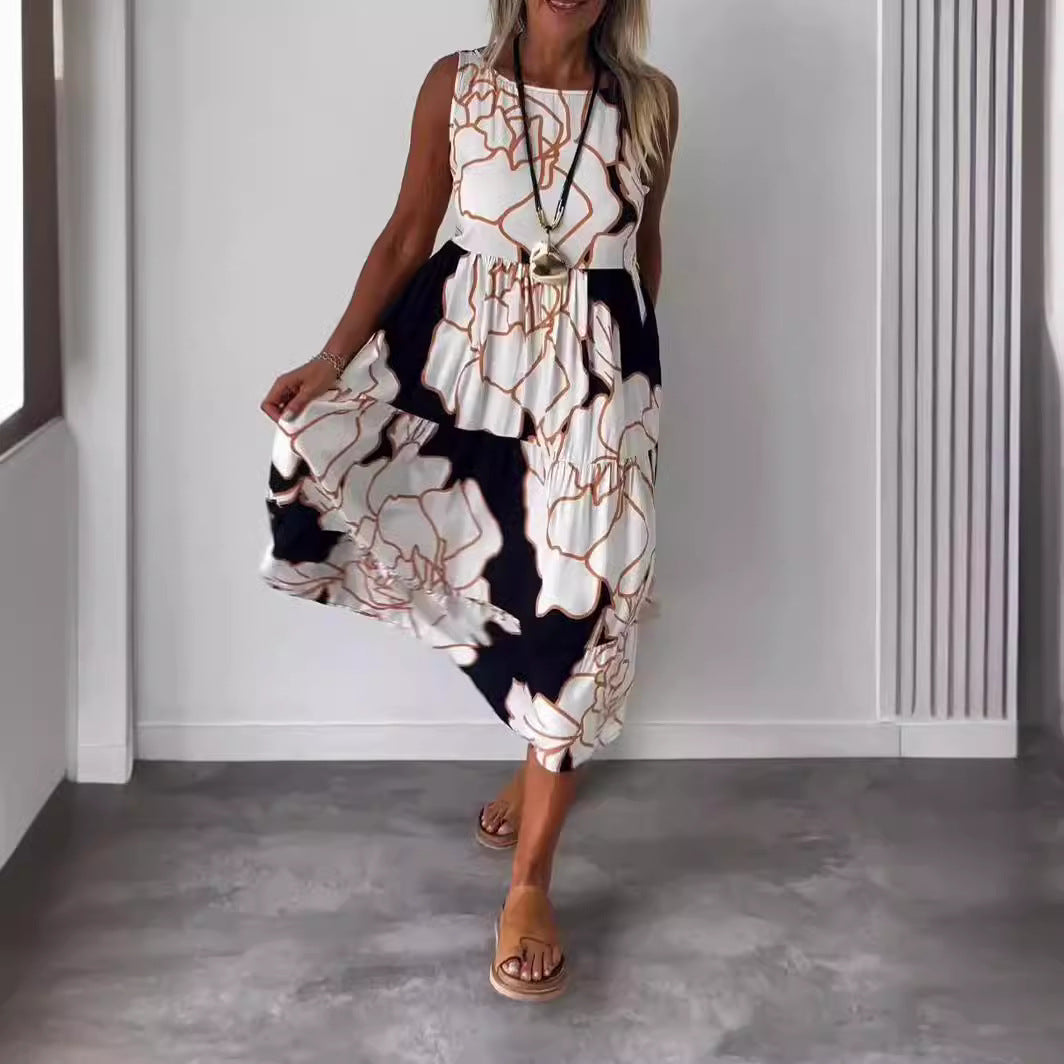 Dame Trendy Maxikjole med asymmetrisk snit og blomsterdesign Stilla