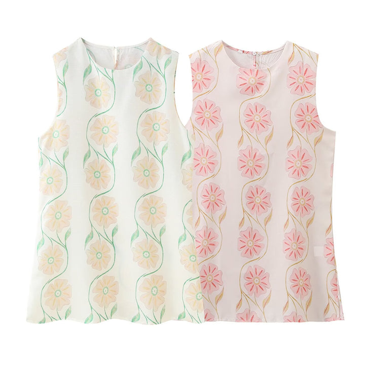 Femme Floral Broderet Ærmeløs Top Stilla