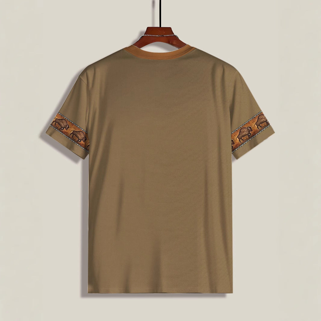 Herrer T-shirt med unik western-motiv og kontrasterende ærmedetaljer Stilla