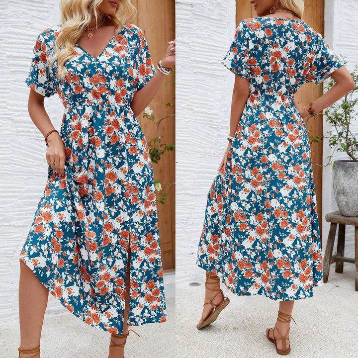 Dame Forår Maxikjole med blomsterdesign og sidelæg Stilla