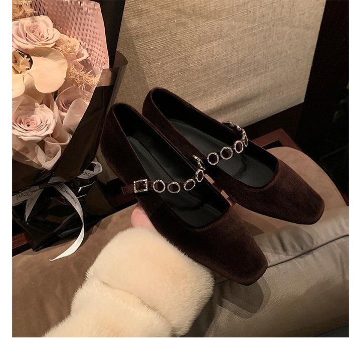Dame Elegant Saten Mary Jane Ballerinaer med dekorativ strop Stilla