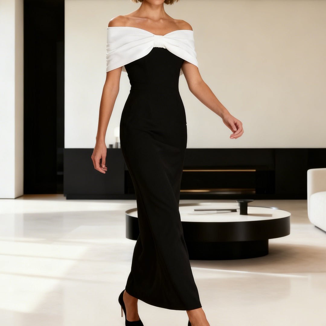 Damer Elegant Maxikjole med off-shoulder design og figursyet snit Skovae