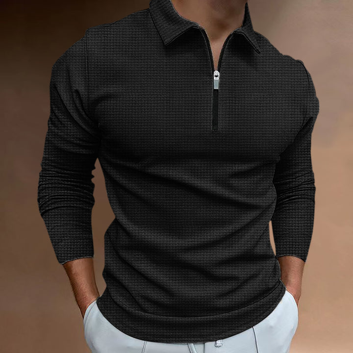 Herre polo t-shirt med lynlås og struktureret design Stilla