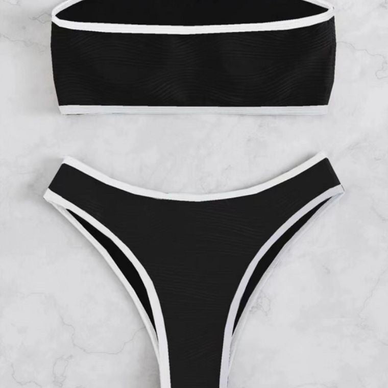 Dame Bandeau-bikini-sæt med kontrastkant Stilla