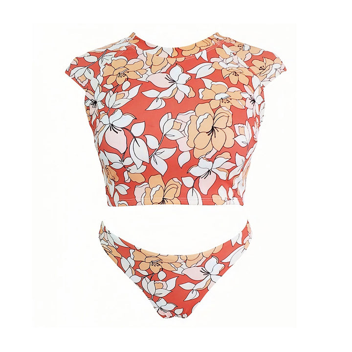 Dame Crop-Top Bikini med floralt design Skovae
