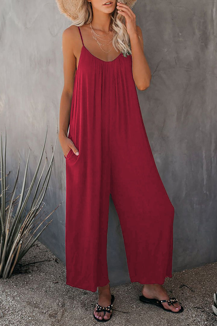 Dame Elegant Jumpsuit med svajende snit og fine spaghetti-stropper Stilla
