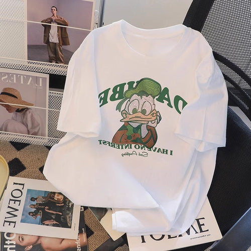 Dame T-shirt med kreativt Donald Duck motiv og afslappet snit Stilla