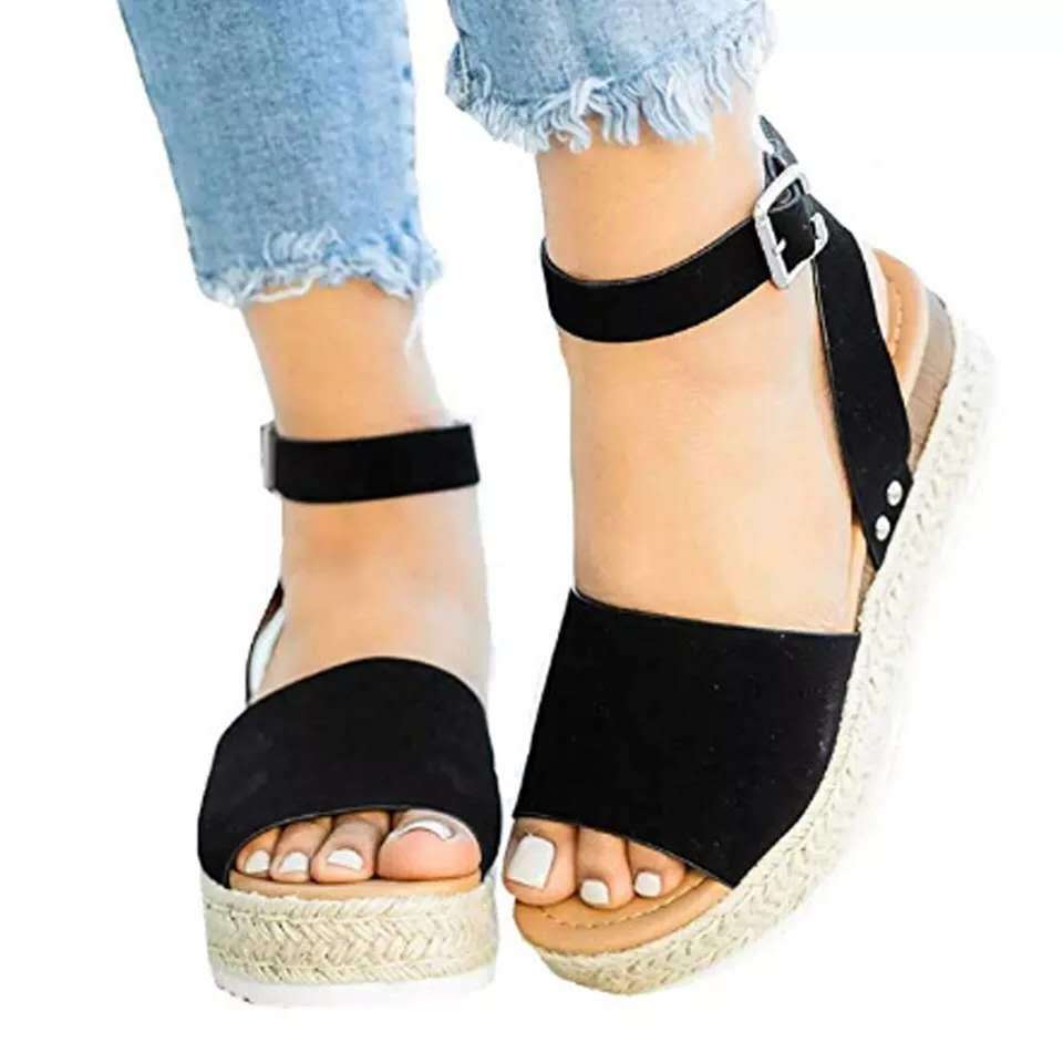 Dame Plateau-sandaler med justerbar rem og skridsikker sål Stilla