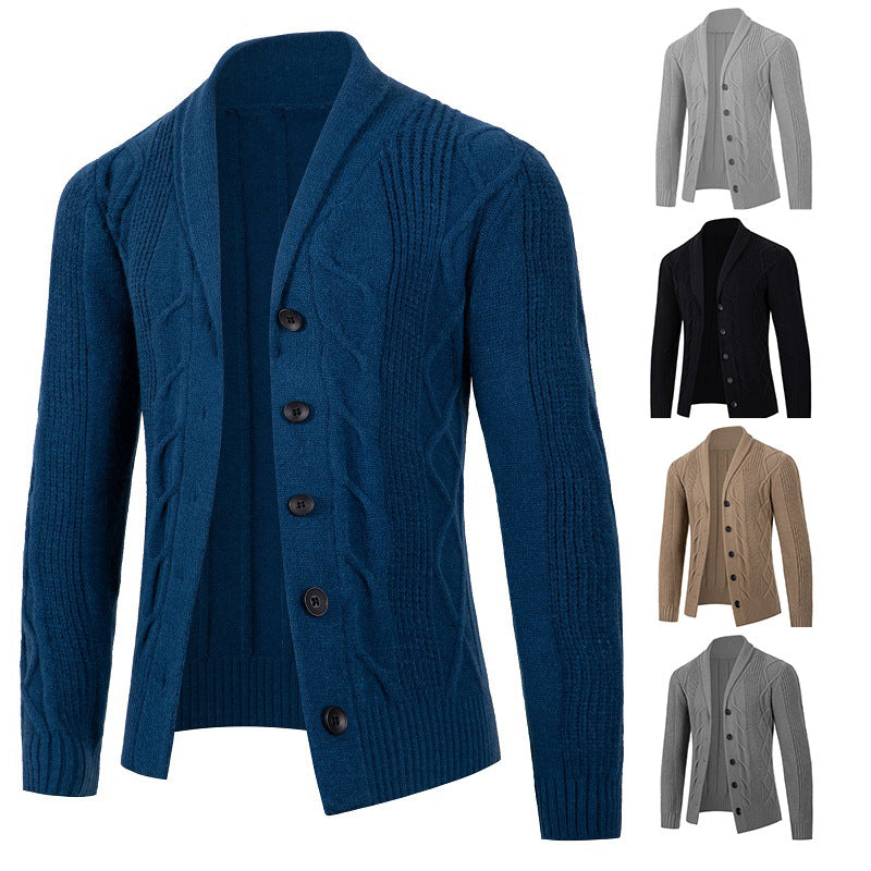 Herre Struktureret Kabelstrik Cardigan Pullover Stilla