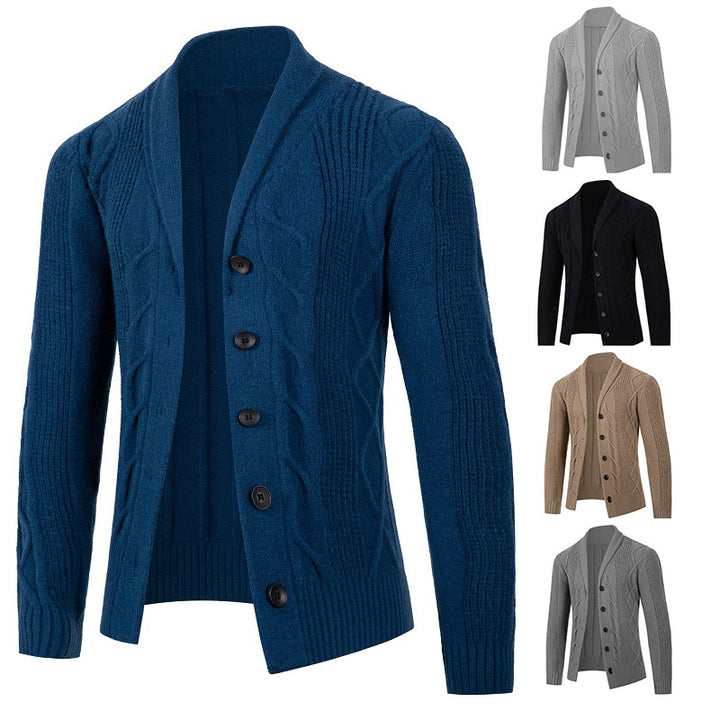 Herre Struktureret Kabelstrik Cardigan Pullover Stilla