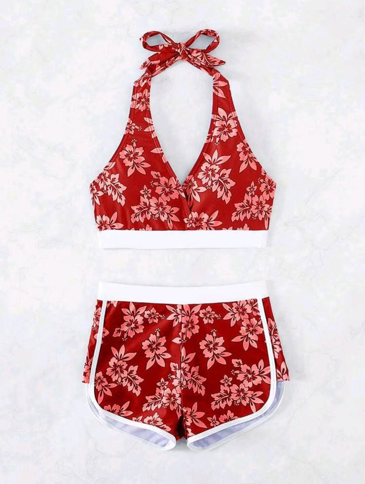 Dame Sporty Tankini med blomsterdesign og høj bærekomfort Stilla
