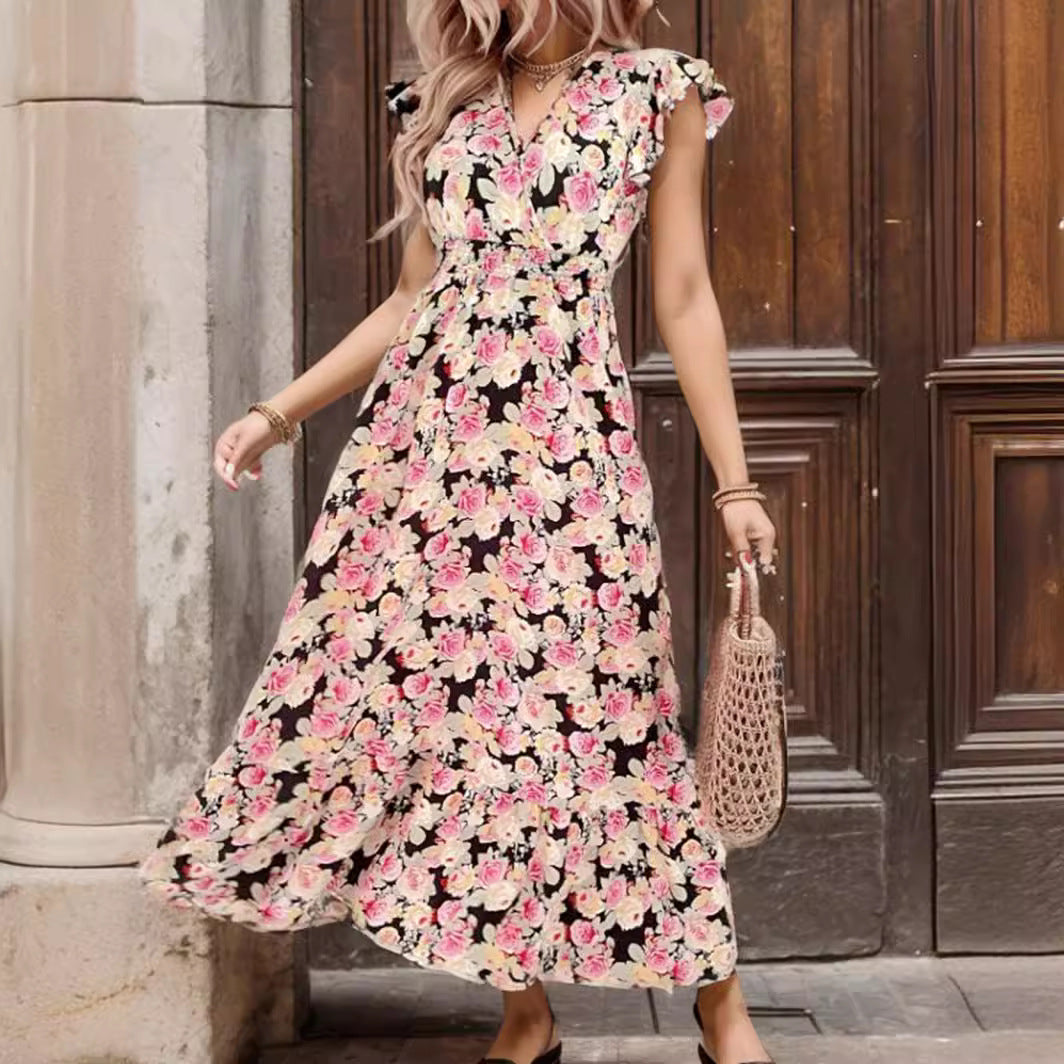Femme Floral Print Lagdelt Maxikjole Stilla