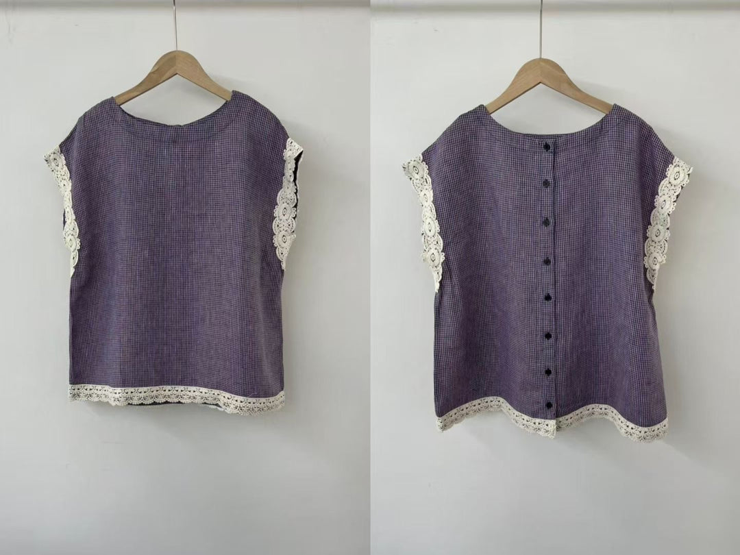 Femme Elegante Hæklet Kant Top Stilla