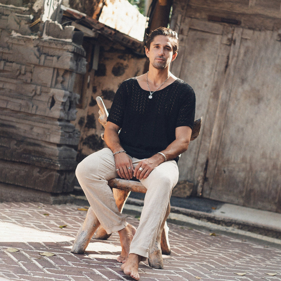 Lettere hæklede strikoverdel til mænd Stilla