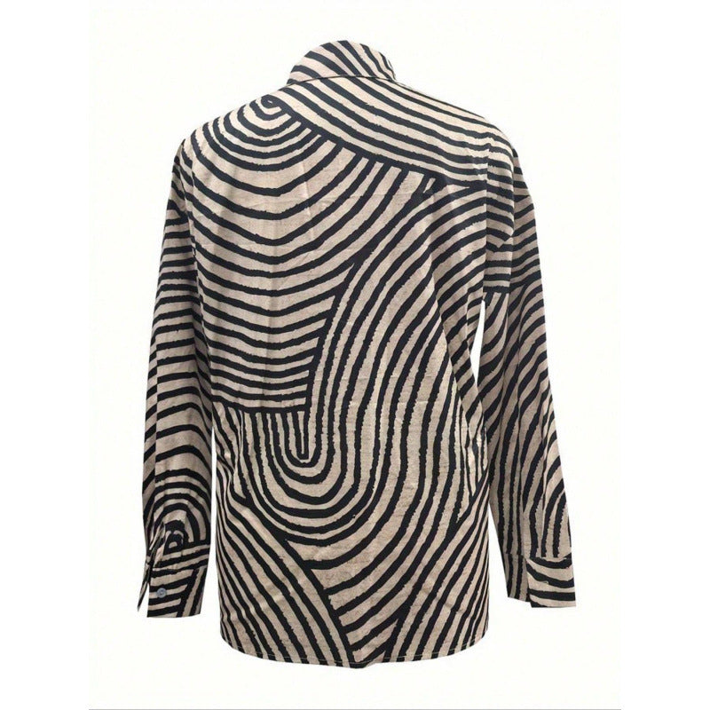 Kvinder Button-Up Abstrakt Stribet Bluse Stilla