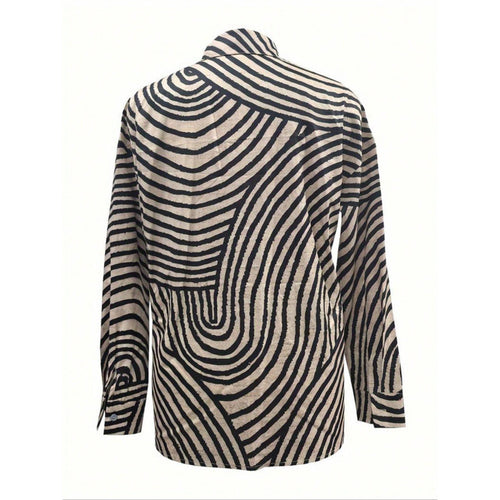 Kvinder Button-Up Abstrakt Stribet Bluse Stilla