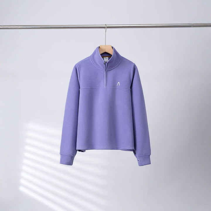 Kvinders fleece pullover med halv lynlås og elastiske manchetter Stilla