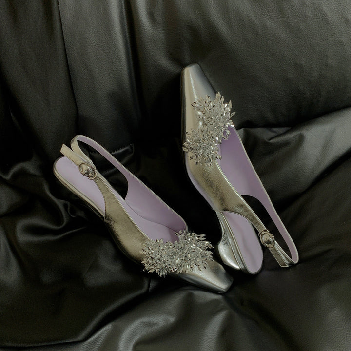Dame Slingback hæl mules med dekorative krystaldekorationer Stilla