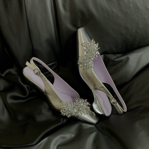 Dame Slingback hæl mules med dekorative krystaldekorationer Stilla