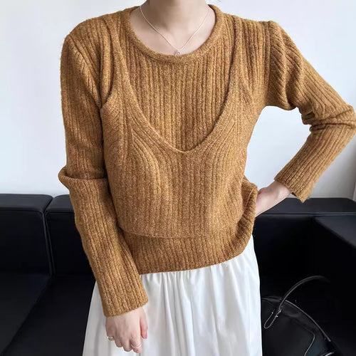 Femme Tekstureret V-Udskæring Ribbet Strikpullover Stilla