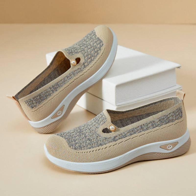 Femme Komfortable Slip-On Vandresko med Åndbart Strikdesign Stilla