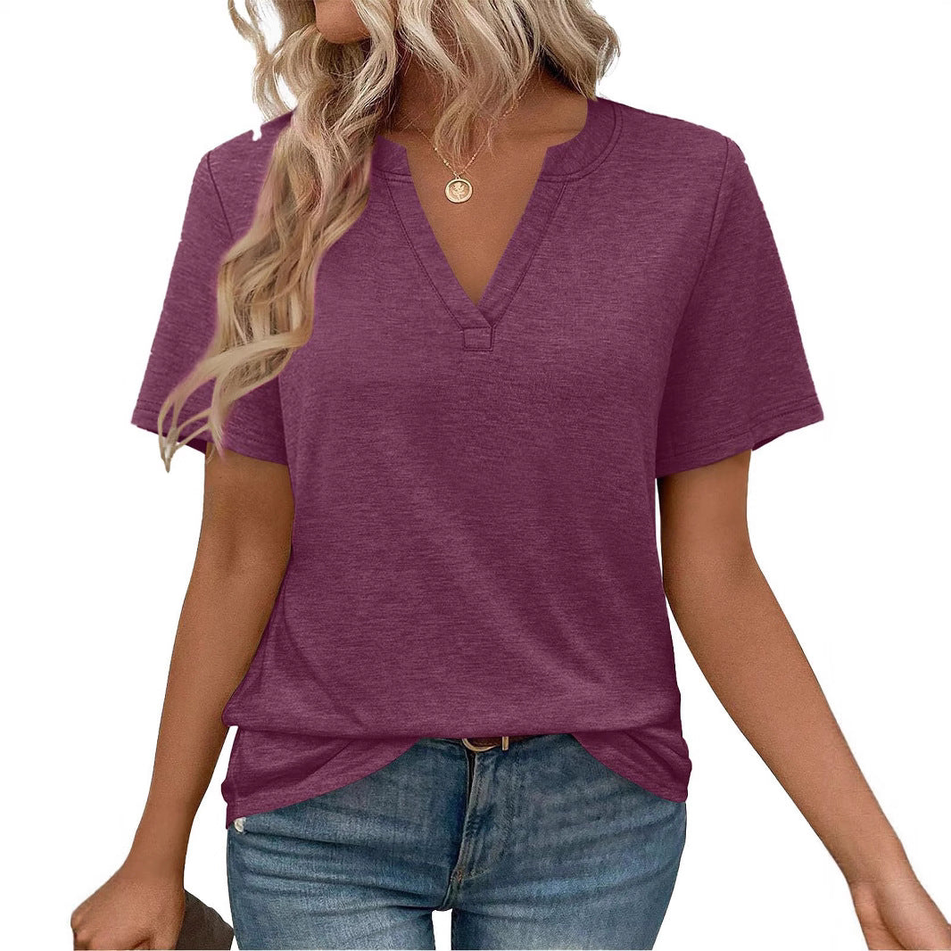 Dame Fritid V-Udsnit T-Shirt Stilla