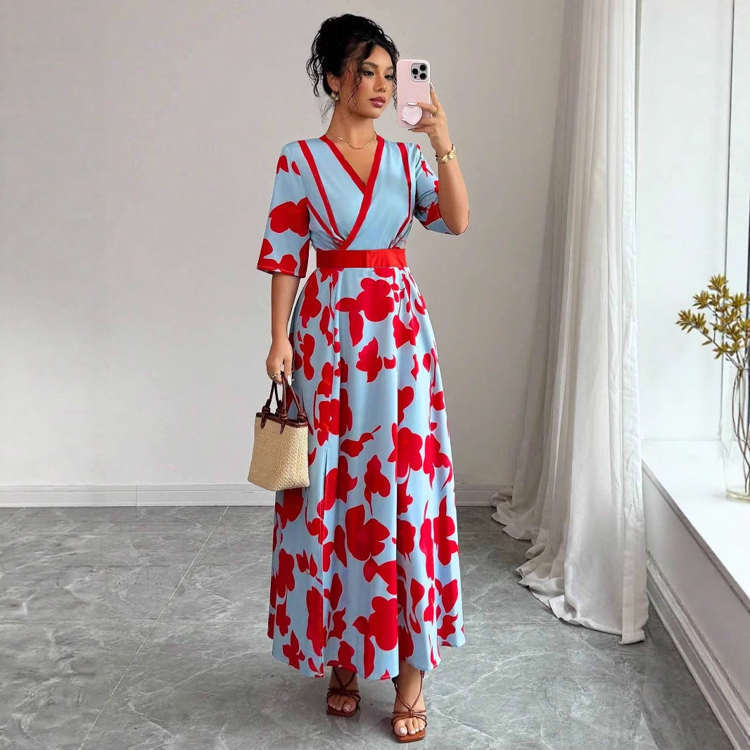Damer Elegant Floral Wrap-Maxi-Kjole Stilla