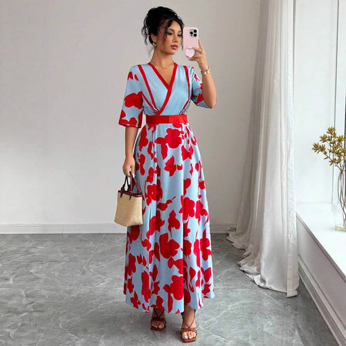 Damer Elegant Floral Wrap-Maxi-Kjole Stilla