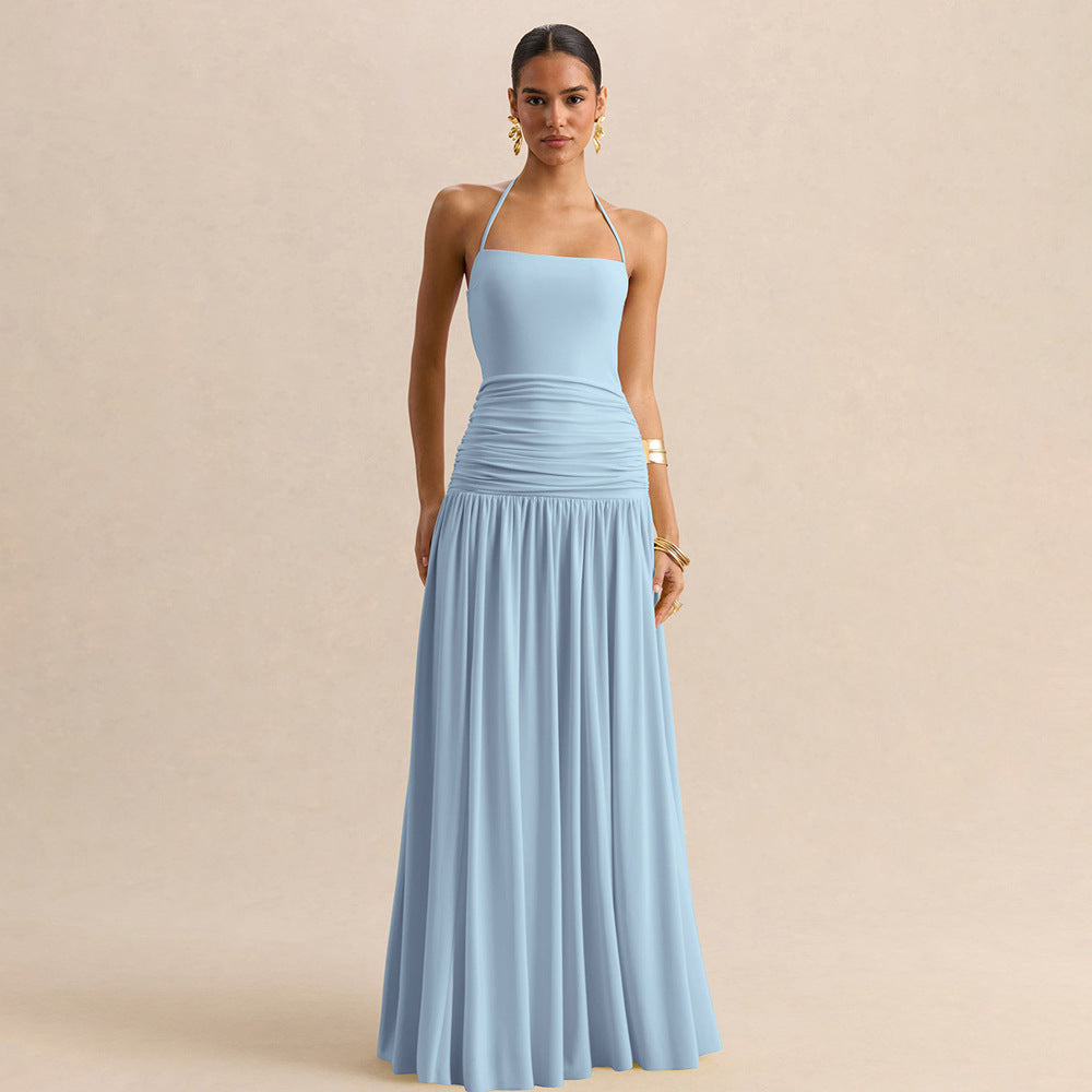 Dame Elegant aften kjole med off-shoulder-design og flydende kappe Skovae