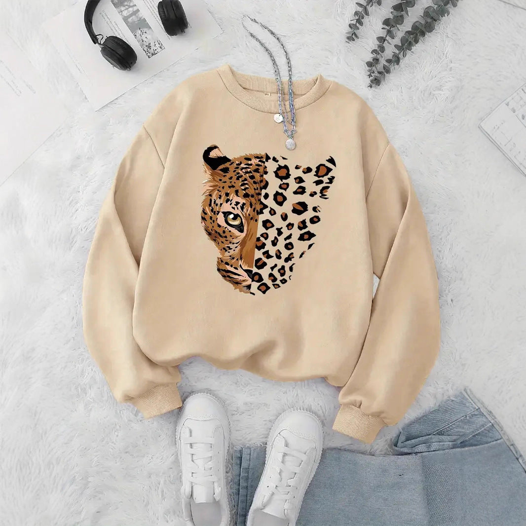 Kvinders sweatshirt med leopardmotiver Stilla