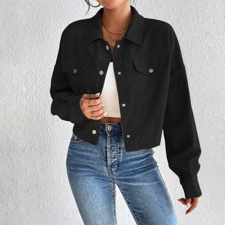 Dame Cordjakke i cropped design Stilla