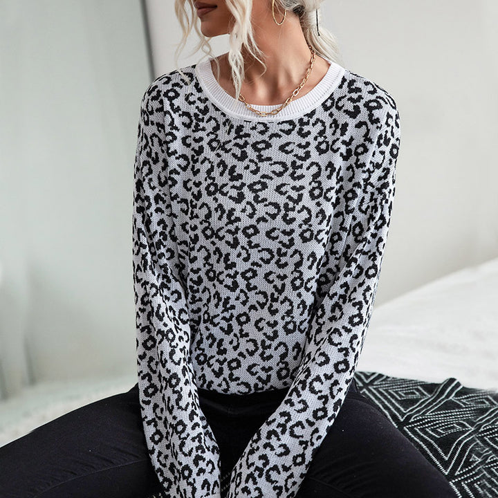 Dame Mønstret Strikpullover med Leopardsmønster Stilla