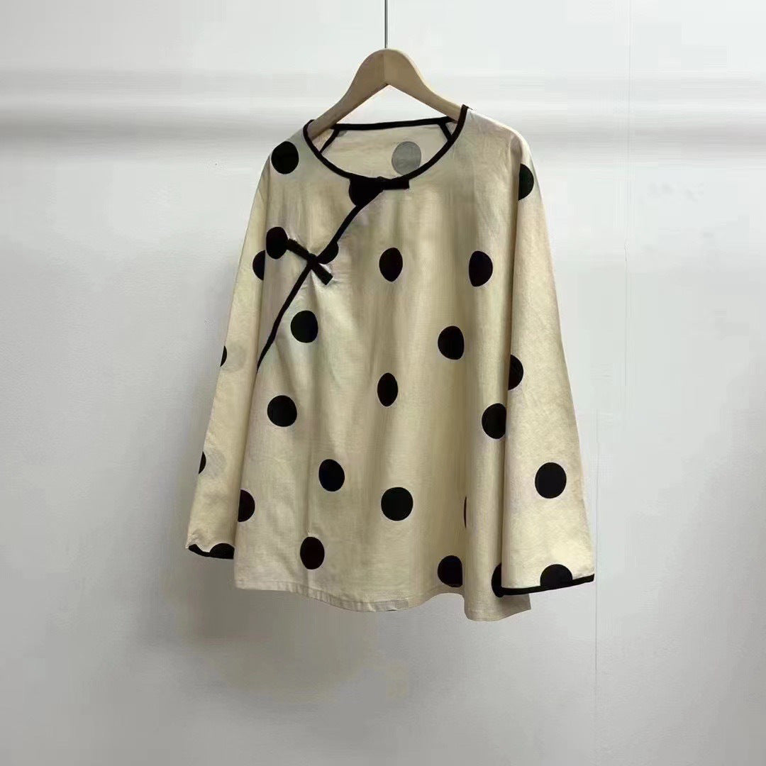 Femme Stilfuld Polka Dot Tunika Overdel Stilla