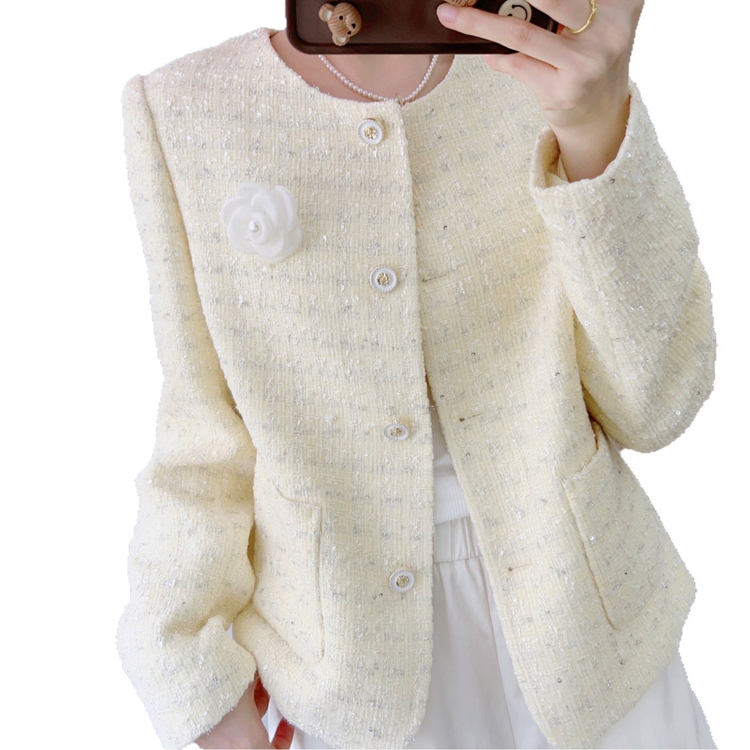 Dame Elegant Tweedjakke med dekorative knapper og mode detaljer Stilla