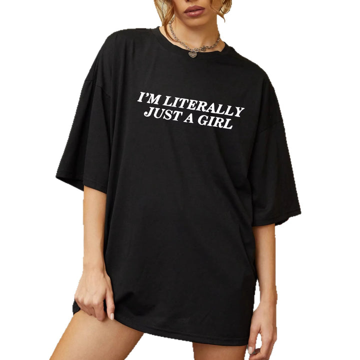 Dame Oversized Statement T-Shirt med kreativ tekst Skovae