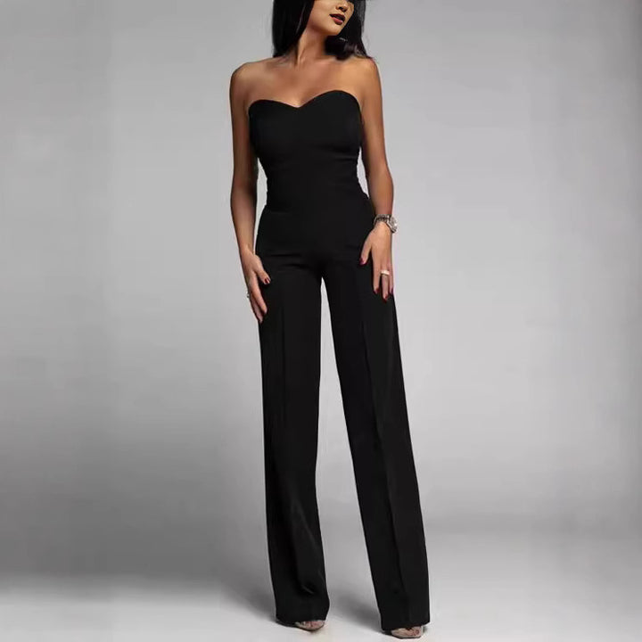 Dame off-shoulder jumpsuit med elegant hjerteudskæring og bred ben stil