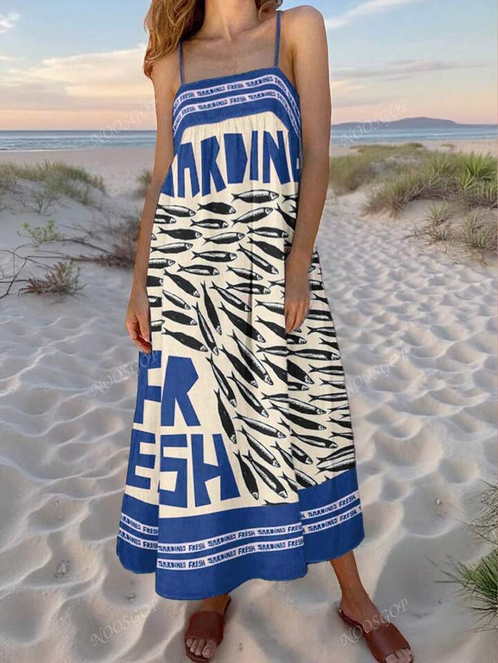 Dame Casual Grafik Maxi Kjole Stilla