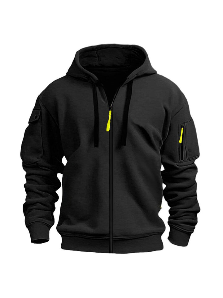 Herre hoodie jakke med funktionelle lynlås lommer og moderne snit Skovae