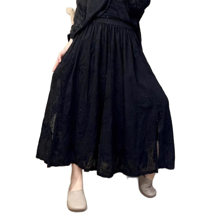 Femme Flydende Broderet Maxi-Nederdel Stilla